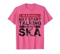 L'avertissement Peut Commencer à Parler de la Musique Ska T-Shirt, Homme, Rose Chiné, S