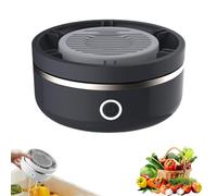 Laveur portable de fruits et légumes - Purificateur rechargeable USB 2000mAh avec plaque électrolytique en titane pur, pour fruits, légumes, viande, fruits de mer, céréales et baies black