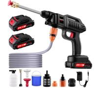 Laveuse de Voiture Haute Pression, laveuse Haute Pression sans Fil,Pulvérisateur Portable Rechargeable avec 2 Buses pour Lave-Auto Nettoyeur Multifonction à Piles