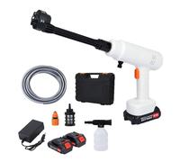 Laveuse électrique à Pression, 180W Portable Auto sans Fil électrique avec 6-en-1 et Bouche réglable 2 Batteries 1 Chargeur, pour clôture, Voiture, arrosage au Sol, légumes