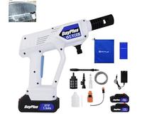 Laveuse électrique sans Fil 21v Max 12bar Nettoyeur Haute Pression avec 2x1.5ah Batterie Extension Pistolet 5m Tuyau Chargeur Jardin Animaux de Compagnie extérieur Voiture Outil de Nettoyage