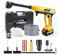 Laveuse portable sans fil 21 V avec moteur sans balais, buse 6 en 1, buse multifonction, 3 niveaux réglables pour nettoyage de voiture, cour, clôture, mur