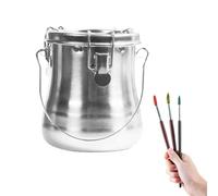 Laveuse pour pinceaux - Nettoyant pour pinceaux d'artiste avec couvercle, rondelle à brosse double couche en acier inoxydable, bouteille d'huile épaisse pour peinture à l'huile, porte-pinceau et