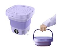 Laveuse Pratique 8L Lave-linge Avec Multifonction Pliable 30x30x29cm Machine À Laver À Godet Unique Pour Camping, Voyage, Voiture, Camping-car, Dortoirs(Purple)