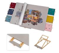 Lavievert Planche de puzzle entièrement inclinable recouverte de flanelle avec 6 tiroirs et couvercle, plateau réglable avec support/support pour adultes, table de puzzle portable avec dessus de table
