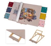 Lavievert Planche de puzzle entièrement inclinable recouverte de flanelle avec 6 tiroirs et couvercle, plateau réglable avec support/support pour adultes, table de puzzle portable avec dessus de table