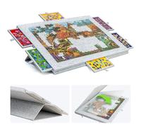 LAVIEVERT Planche de puzzle inclinable 1500 pièces support et housse 2 en 1 planches légères 6 tiroirs table rangement portable feutre gris clair