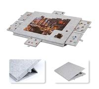 Lavievert Planche de Puzzle Inclinable 2 en 1 - Support et Housse, Plateau en Feutre Léger avec 6 Tiroirs, Table Portable pour Jeux Jusqu'à 1000 Pièces, Gris Clair
