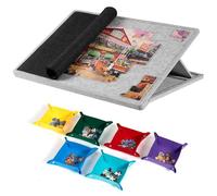 Lavievert Planche de puzzle inclinable de 1000 pièces avec 6 plateaux de tri colorés et housse, tapis de puzzle léger en feutre avec support réglable à 3 angles, table de puzzle portable avec surface