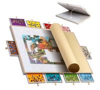 LAVIEVERT Planche de puzzle pliable avec couverture, plateau de puzzle en feutre léger avec 10 tiroirs colorés pour adultes, plateau de puzzle portable jusqu'à 2000 pièces
