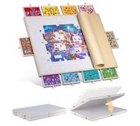 Lavievert Planche de puzzle pliable avec couverture, plateau de puzzle en feutre léger avec 10 tiroirs colorés pour adultes, accessoires de puzzle portable, jusqu'à 2 000 pièces