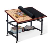 Lavievert Table de puzzle inclinable de 1500 pièces avec pieds, angle et hauteur réglables, chevalet avec housse et rangement, table de puzzle portable en bois avec 4 roues et plateau antidérapant