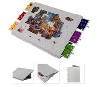 Lavievert Table de puzzle inclinable et pliable de 2 000 pièces avec support et housse 2 en 1, plateau de puzzle léger en feutre avec 6 tiroirs colorés, planche de puzzle portable pour adultes - Gris