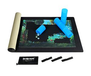 LAVIEVERT Tapis de Rangement en néoprène Double Face de 2 mm d'épaisseur avec Sac de Rangement Non tissé et Cylindre en Plastique, pour jusqu'à 1500 pièces Noir et Kaki