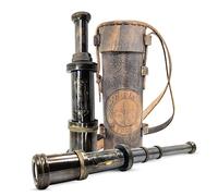 LAVILLA DECORE Télescope de bateau vintage dans un étui en cuir : un voyage à travers le temps et l'espace Dolland London 1920 - Taille - 40,6 cm