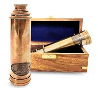 LAVILLA DECORE Télescope vintage en laiton authentique réplique de Londres 1917, lentille DF haute résolution, décor nautique rustique - avec étui de qualité supérieure 40,6 cm