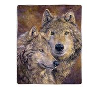 Lavish Home 64-WOLFPair Couverture Polaire Sherpa Motif Loup