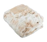 Lavish Home Couverture froncée surdimensionnée en Fausse Fourrure - 150 x 205 cm - Jeté de lit en Fausse Fourrure Jacquard pour canapés et Lits - Literie Luxueuse (Crème)