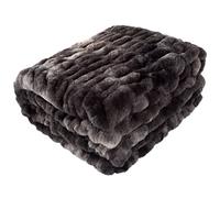 Lavish Home Couverture froncée surdimensionnée en Fausse Fourrure Jacquard pour lit et canapé, 152,4 x 203,2 cm, Noir