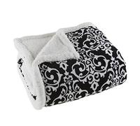 Lavish Home Couverture Polaire réversible - 127 x 152,4 cm - Lavable en Machine - Couverture Confortable pour canapé, Chaise ou lit (Noir/Blanc)