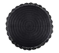 Lavish Home Lot de 2 Tapis de Bain tissés en Coton 1560 g/m² pour décoration bohème - Tapis Ronds antidérapants pour Douche, Baignoire, Toilettes ou Coiffeuse - Lavable en Machine (Noir)