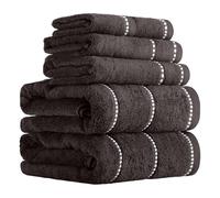 Lavish Home Lot de 6 Serviettes 100% Coton de 525 g/m², 2 Serviettes de Bain, 2 essuie-Mains et 2 débarbouillettes, Douces et absorbantes pour Douche, Salle de Sport, dortoir et Spa (Gris Anthracite)