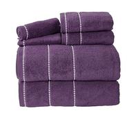 Lavish Home Lot de 6 Serviettes de Bain en Coton avec 2 Serviettes de Bain, 2 essuie-Mains et 2 Gants de Toilette, Serviettes à séchage Rapide (Aubergine)