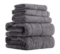 Lavish Home Lot de 6 Serviettes de Luxe en Coton à séchage Rapide, Fibres Douces Non torsadées, avec 2 Serviettes de Bain, 2 essuie-Mains et 2 Gants de Toilette (argenté/Noir)