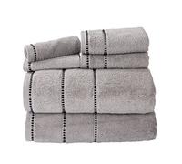 Lavish Home Lot de 6 Serviettes de Luxe en Coton à séchage Rapide, Fibres Douces Non torsadées, avec 2 Serviettes de Bain, 2 essuie-Mains et 2 Gants de Toilette (argenté/Noir)