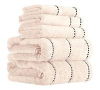 Lavish Home Lot de 6 Serviettes de Luxe en Coton à séchage Rapide, zéro Torsion et Douces avec 2 Serviettes de Bain, 2 essuie-Mains et 2 débarbouillettes Motif os/Noir