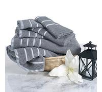 Lavish Home Lot de 6 Serviettes de Luxe en Coton égyptien 100% Coton égyptien avec 2 Serviettes de Bain, 2 essuie-Mains et 2 débarbouillettes - Gris argenté