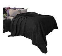 Lavish Home Parure de lit Noire pour très Grand lit - Motif matelassé - Literie Douce et légère pour Toutes Les Saisons - Couvre-lit de Couleur Unie