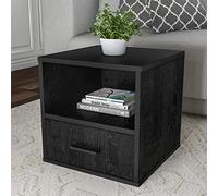 Lavish Home Table d'appoint empilable, contemporaine et minimaliste modulaire avec tiroir pour chambre à coucher, salon ou bureau (noir)