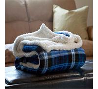 Lavish Home Throw Blanket, Fleece/Sherpa, Blue
