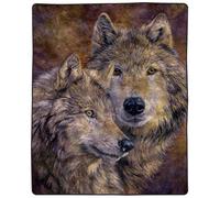 Lavish Home Wolf Blanket - 80x92-inch Printed Pair of Wolves Blanket - Plush Thick 8lb Faux Mink Queen Throw Blanket for Couch, Sofa, Or Bed