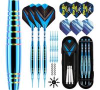 Lavishio - Lot de 3 fléchettes souples avec pointe en plastique pour cible électronique - 19 g - Fléchettes professionnelles souples - Avec boîte de rangement (Bleu)