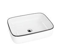 Lavita Aufsatzwaschtisch Galera Black Line Lavabo à poser Rectangulaire Lavabo sans trop-plein et trou de robinetterie En porcelaine de haute qualité Céramique de salle de bain Espace de lavage
