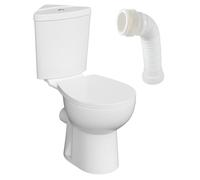LAVITA BARTOLINI WHITE WC monobloc avec réservoir de chasse intégré | Couvercle de WC avec système d'abaissement automatique | WC en céramique sans bord | Cuvette WC debout + raccord WC