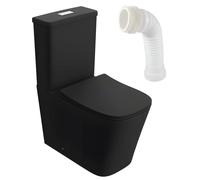 LAVITA Cuvette de WC monobloc avec réservoir intégré TRYTON BLACK - Couvercle de WC avec système d'abaissement automatique - En céramique - Sans bord - Cuvette WC debout + raccord WC