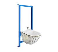 LAVITA Élément mural pour bidet LAV 500 + bidet mural Sofi Checked Gold Kit complet avec trou de robinetterie et protection anti-débordement en céramique WC hygiénique et facile d'entretien 36,5 x 49