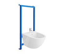 LAVITA Élément mural pour bidet LAV 500 + bidet mural Sofi Kit complet avec trou de robinetterie et protection anti-débordement en céramique WC WC hygiénique et facile d'entretien 36,5 x 49 x 32,5 cm