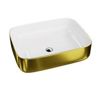 LaVita Galera lavabo 50.5x40 cm à poser blanc-doré 5900378322597