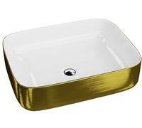 LaVita Galera lavabo 50.5x40 cm rectangulaire à poser blanc-doré 5900378325741