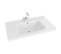 LAVITA Kansas 800 Lavabo de meuble avec trop-plein et trou de robinet, en porcelaine de qualité supérieure, 81 x 49 x 21 cm, blanc brillant