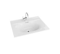 LAVITA Kolorado 600 Lavabo de meuble avec trop-plein et trou de robinet, en porcelaine de qualité supérieure, 61 x 46,5 x 17 cm, blanc brillant