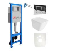 Lavita LAV 101 Elément bâti-support pour WC 40cm + WC suspendu LAGO blanc sans rebord + plaque de commande LAV 200.1.2 chromée