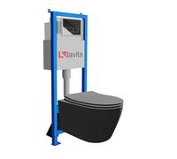 Lavita LAV 101 Élément mural pour WC 40 cm + évier mural suspendu sans bord + panneau de commande LAV 200.3.2 chromé | Kit complet | Réservoir de chasse encastré | WC complet