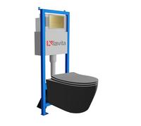 Lavita LAV 101 Élément mural pour WC 40 cm + évier mural suspendu sans bord + panneau de commande LAV 200.3.5 doré | Kit complet | Réservoir de chasse encastré | WC complet