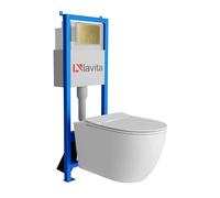 Lavita LAV 101 SINTO GRANDE Élément mural pour WC 40 cm + évier mural suspendu sans bord + panneau de commande LAV 200.4.5 doré | Kit complet | Réservoir de chasse encastré | WC complet