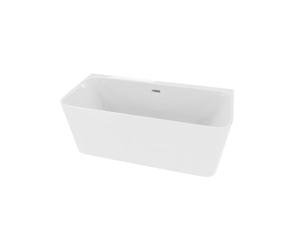 LAVITA Mensola 1500 Baignoire murale, sur pied, en acrylique, 150 x 80 x 60 cm, forme rectangulaire, moderne, pour 2 personnes, 265 l, revêtement antimicrobien blanc brillant